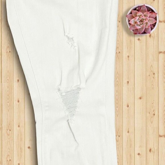 Indigo Rein White Destroyed Skinny Stretchy Capris Jeans Sz 27 - Picture 4 of 10